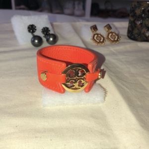 Tory Burch Logo Orange & Gold Wrap Bracelet